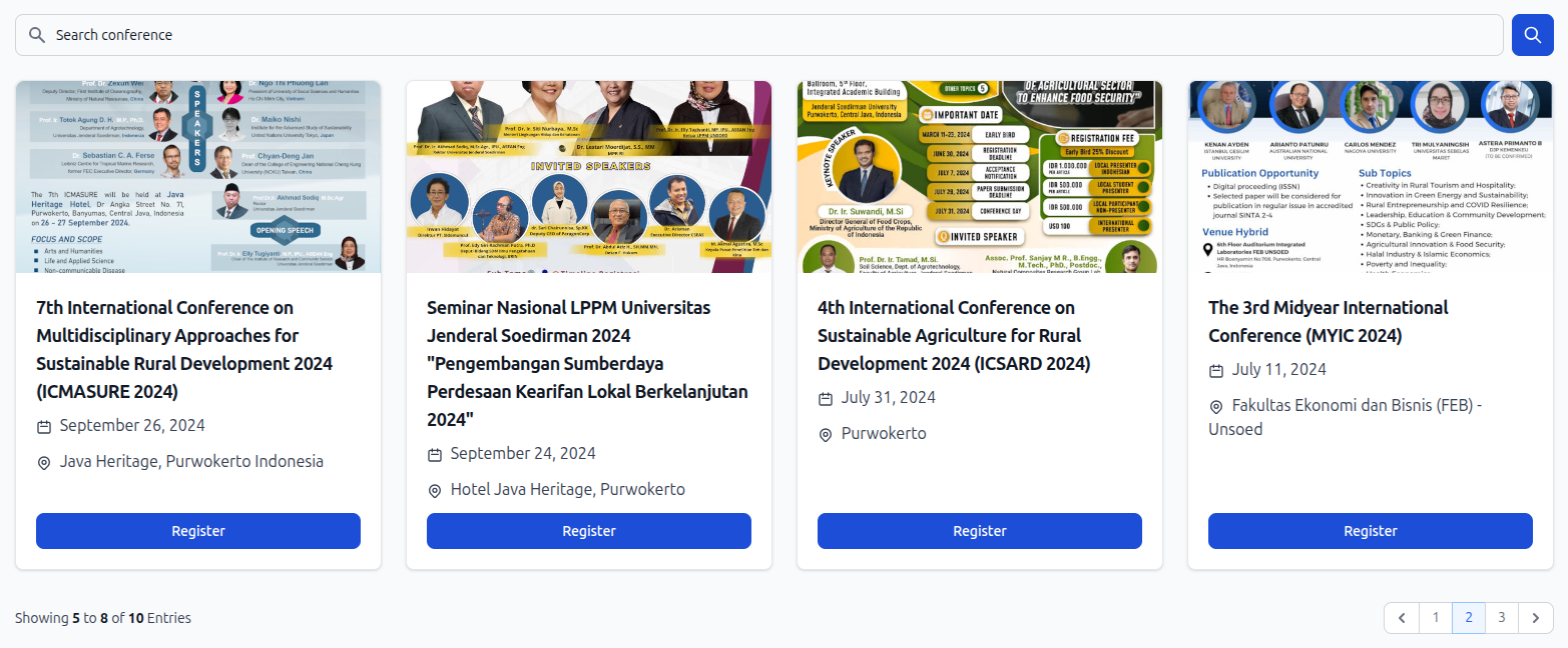 Conference Listing Page