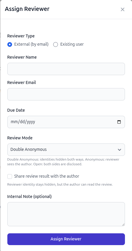 Assign Reviewer Form