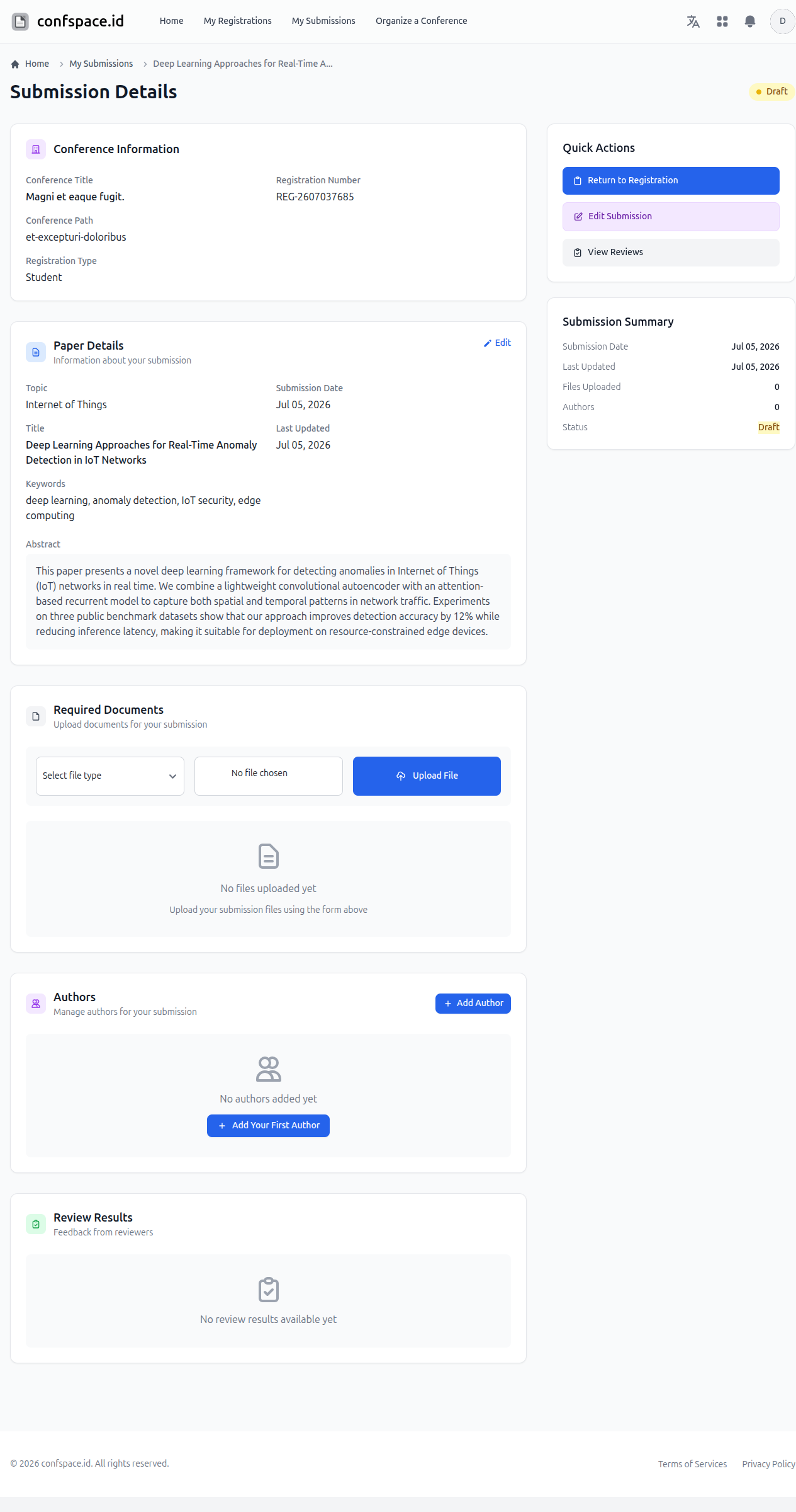 Submission Details Page